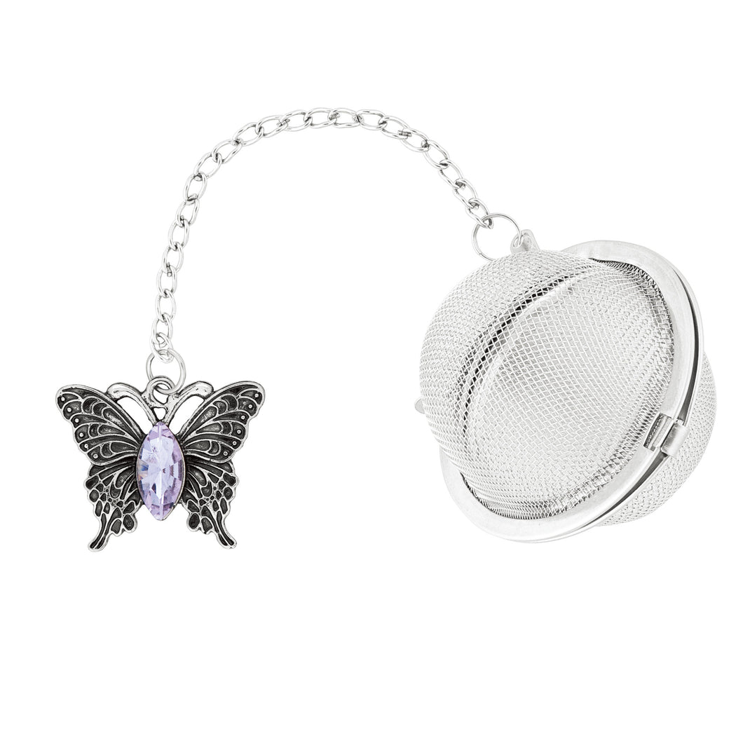 Supreme Stainless Steel Tea Ball Infuser with Crystal Glass Butterfly Charm