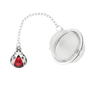 Supreme Stainless Steel Tea Ball Infuser with Crystal Glass Ladybug Charm