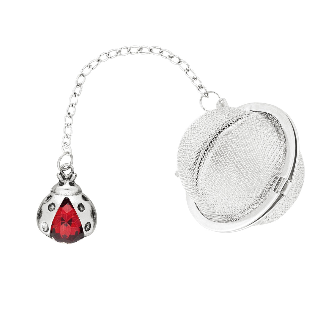 Supreme Stainless Steel Tea Ball Infuser with Crystal Glass Ladybug Charm