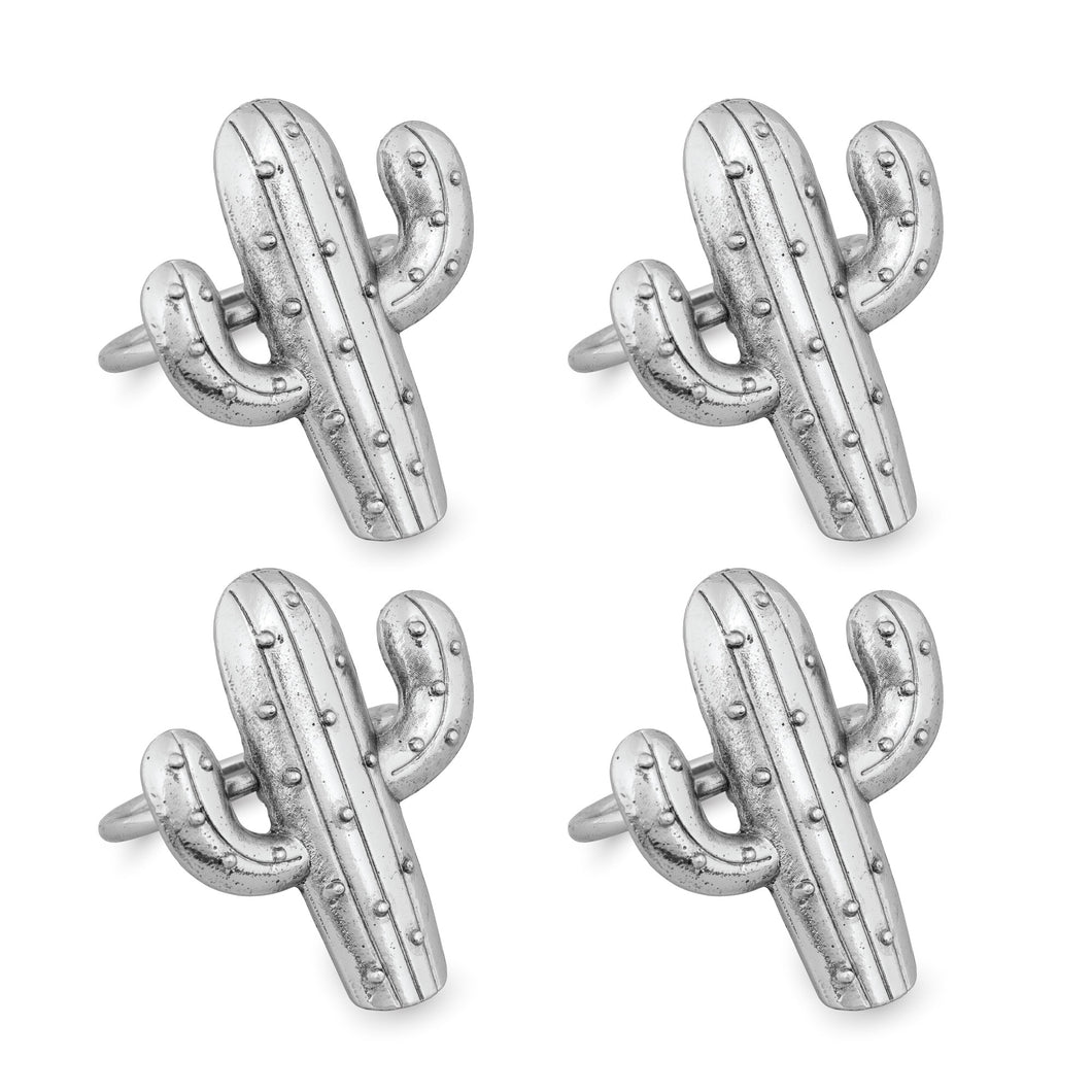 UPware 4-Piece Cactus Zinc Alloy Napkin Rings