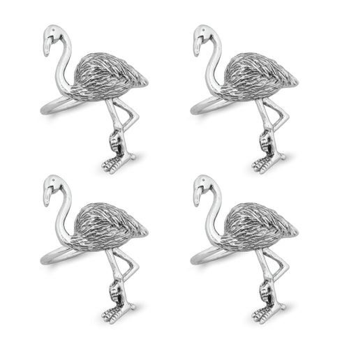 UPware 4-Piece Flamingo Zinc Alloy Napkin Rings