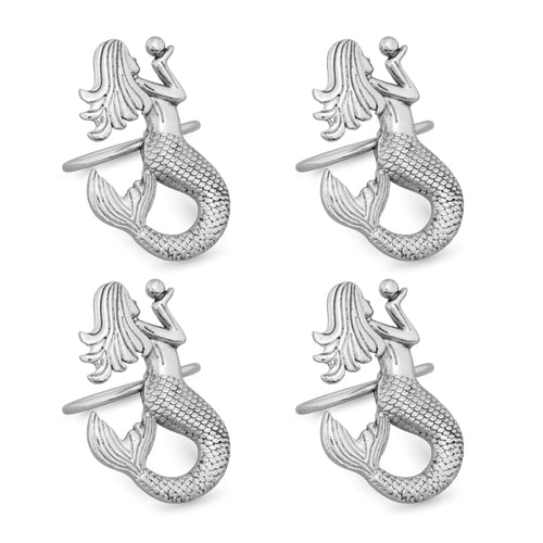 UPware 4-Piece Mermaid Zinc Alloy Napkin Rings