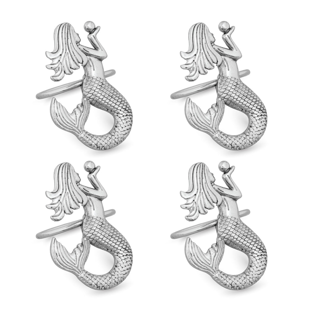UPware 4-Piece Mermaid Zinc Alloy Napkin Rings