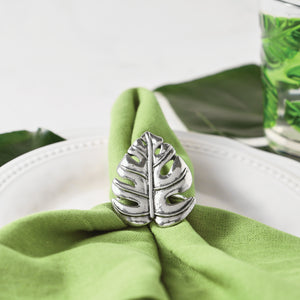 UPware 4-Piece Monstera Leaf Zinc Alloy Napkin Rings