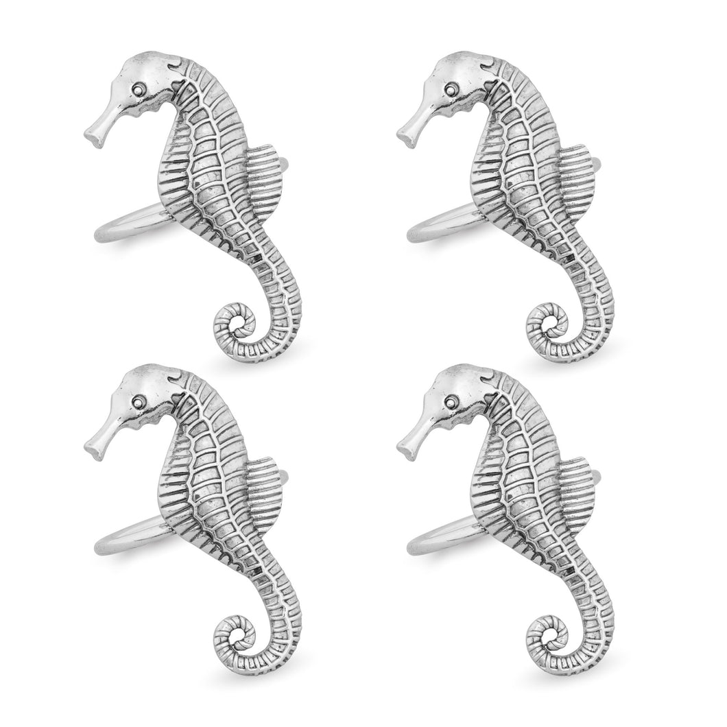 UPware 4-Piece Seahorse Zinc Alloy Napkin Rings