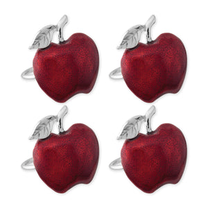 UPware 4-Piece Apple Zinc Alloy Napkin Rings