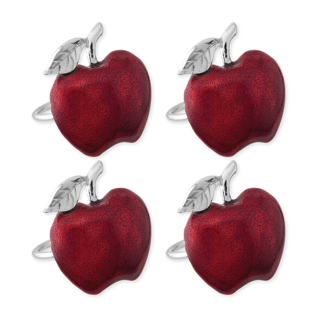 UPware 4-Piece Apple Zinc Alloy Napkin Rings