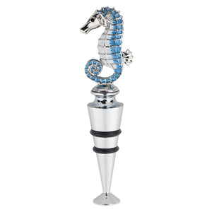 Wine Things Seahorse Zinc Bottle Stopper, Painted