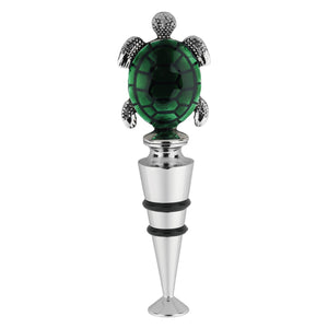 Wine Things Turtle Zinc Bottle Stopper, Painted