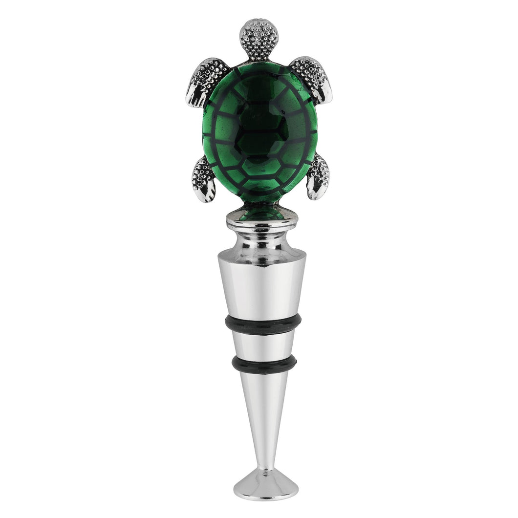 Wine Things Turtle Zinc Bottle Stopper, Painted
