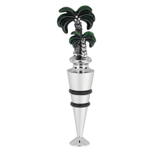 Wine Things Palm Tree Zinc Bottle Stopper, Painted