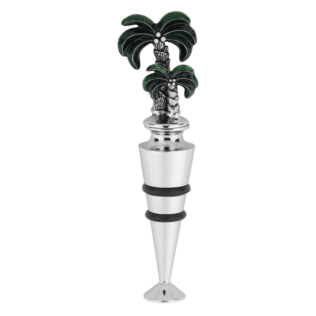 Wine Things Palm Tree Zinc Bottle Stopper, Painted