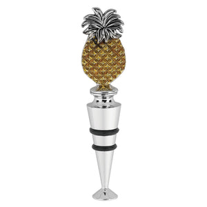 Wine Things Pineapple Zinc Bottle Stopper, Painted