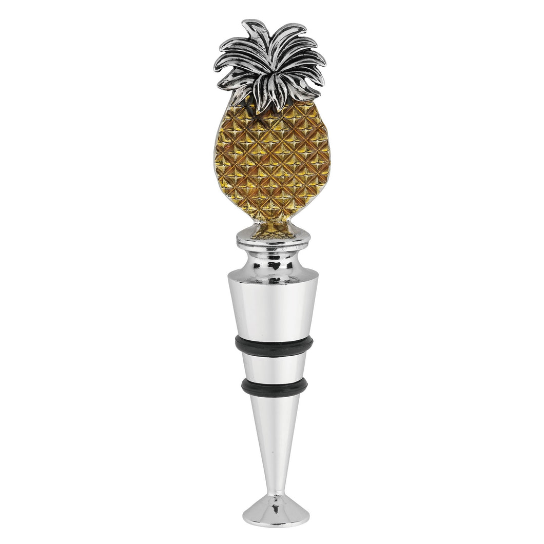 Wine Things Pineapple Zinc Bottle Stopper, Painted