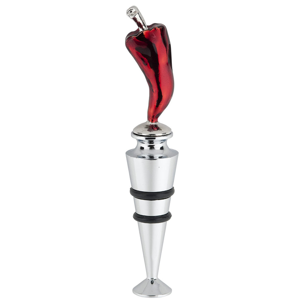 Wine Things Hot Pepper Zinc Bottle Stopper, Painted