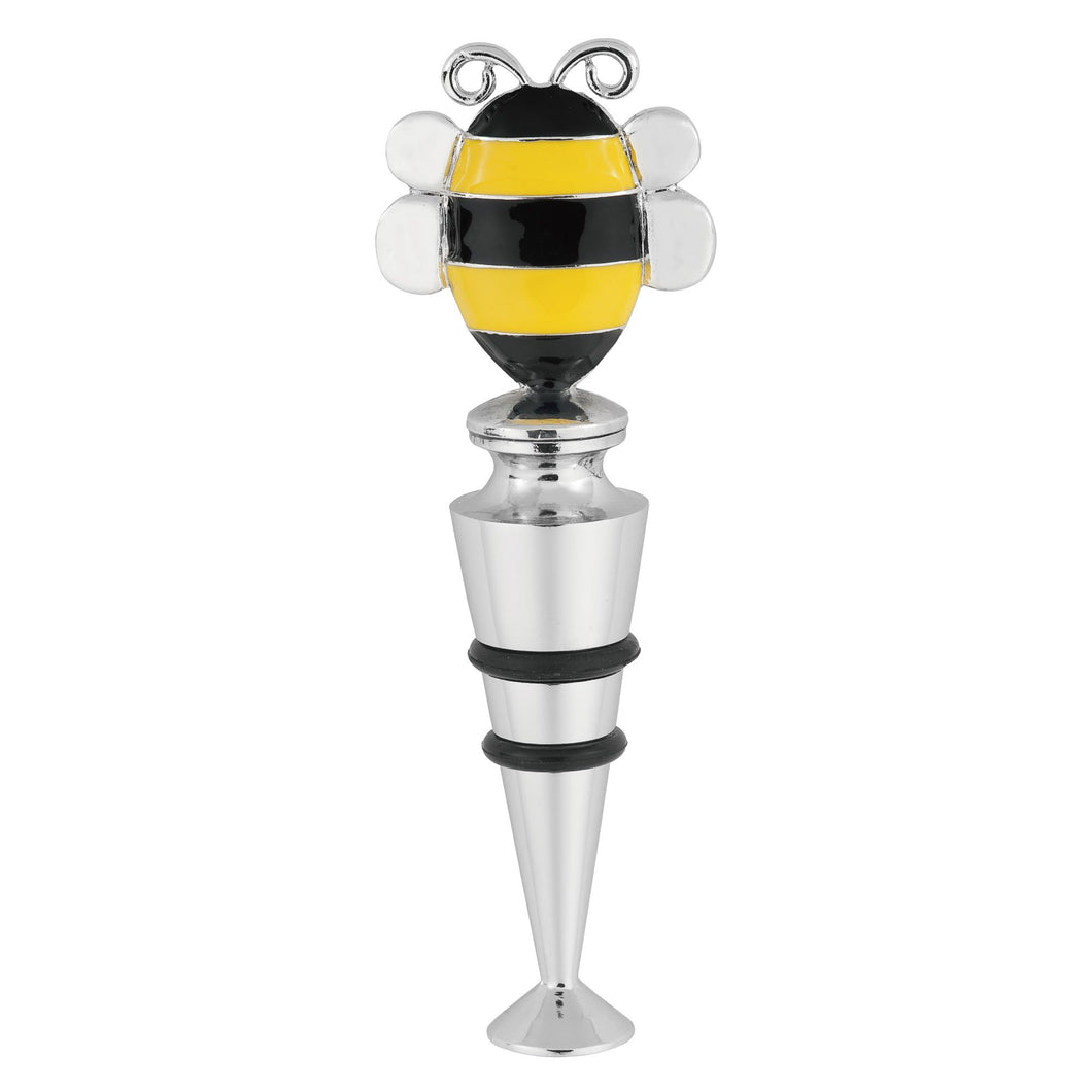 Wine Things Bee Zinc Bottle Stopper, Painted