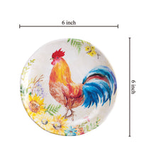 Load image into Gallery viewer, Gourmet Art 4-Piece Rooster 6&quot; Melamine Plate