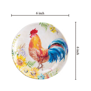 Gourmet Art 4-Piece Rooster 6" Melamine Plate