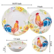 Load image into Gallery viewer, Gourmet Art 16-Piece Rooster Melamine Dinnerware Set