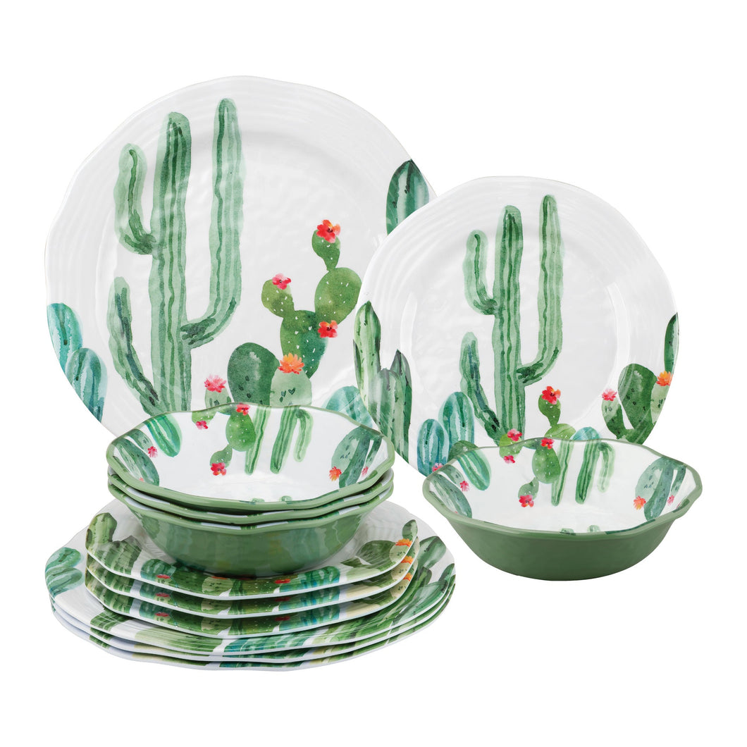 Gourmet Art 12-Piece Desert Cactus Melamine Dinnerware Set