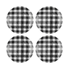 Load image into Gallery viewer, Gourmet Art 4-Piece Gingham 6&quot; Melamine Plates, Black