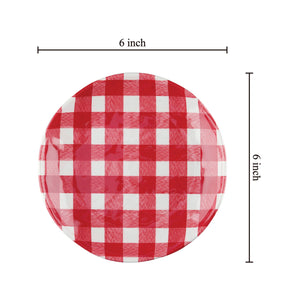 Gourmet Art 4-Piece Gingham 6" Melamine Plates, Red