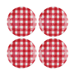 Gourmet Art 4-Piece Gingham 6" Melamine Plates, Red