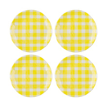 Load image into Gallery viewer, Gourmet Art 16-Piece Gingham Melamine Dinnerware Set, Yellow