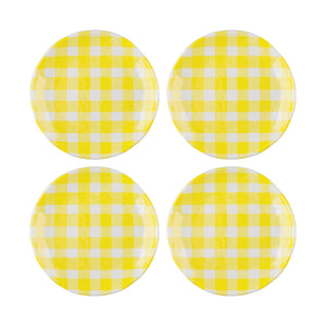 Gourmet Art 4-Piece Gingham 6" Melamine Plates, Yellow
