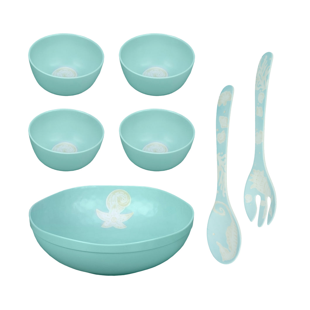 Gourmet Art 7-Piece Seashore Melamine Salad Serving Set