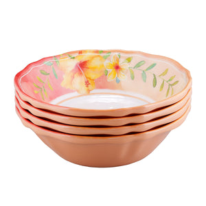 Gourmet Art 4-Piece Hibiscus Melamine 7" Bowl