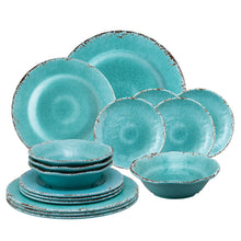 Load image into Gallery viewer, Gourmet Art 16-Piece Crackle Melamine Dinnerware Set, Turquoise