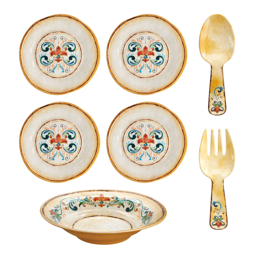 Gourmet Art 7-Piece Tuscany Melamine Salad Serveware Set