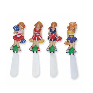 Mr. Spreader 4-Piece Cheerleaders Resin Cheese Spreader, Assorted