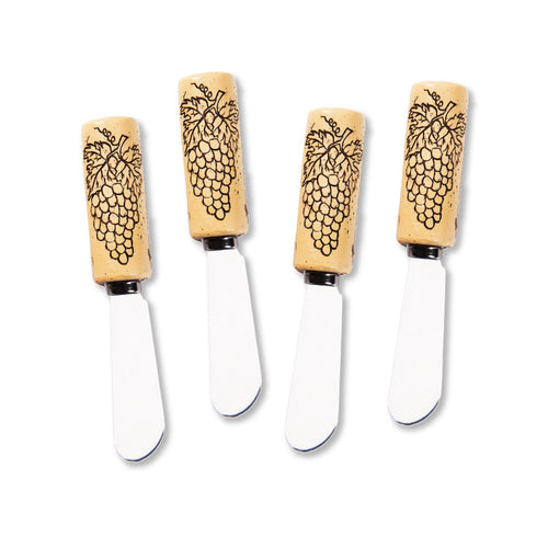 Mr. Spreader 4-Piece Grape Wine Cork Resin Cheese Spreader