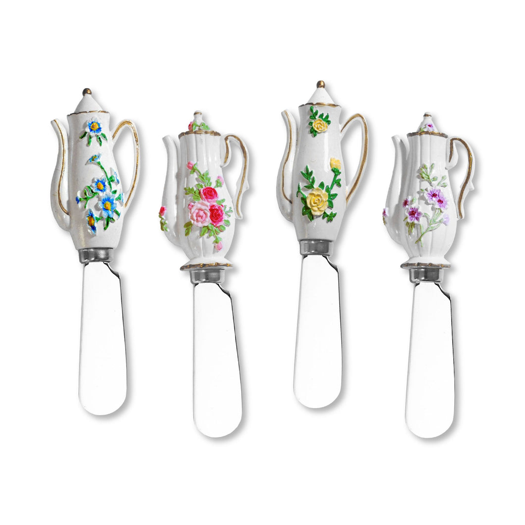 Mr. Spreader 4-Piece Tea Time Resin Cheese Spreader, Assorted