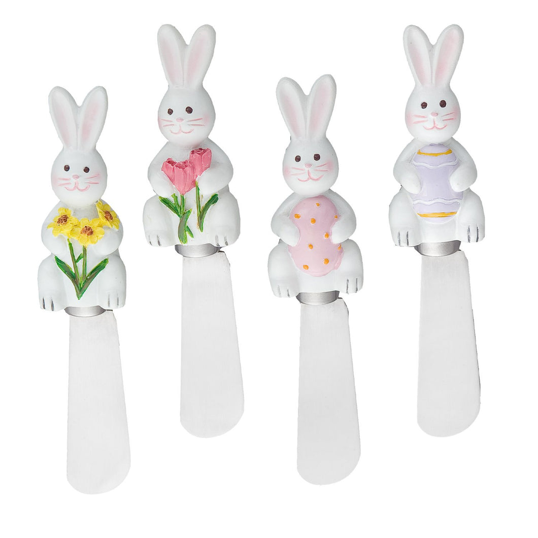 Mr. Spreader 4-Piece Easter Bunny Resin Cheese Spreader, Assorted