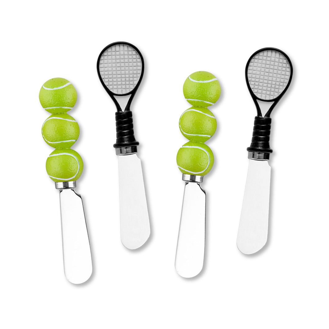 Mr. Spreader 4-Piece Tennis Resin Cheese Spreader, Assorted