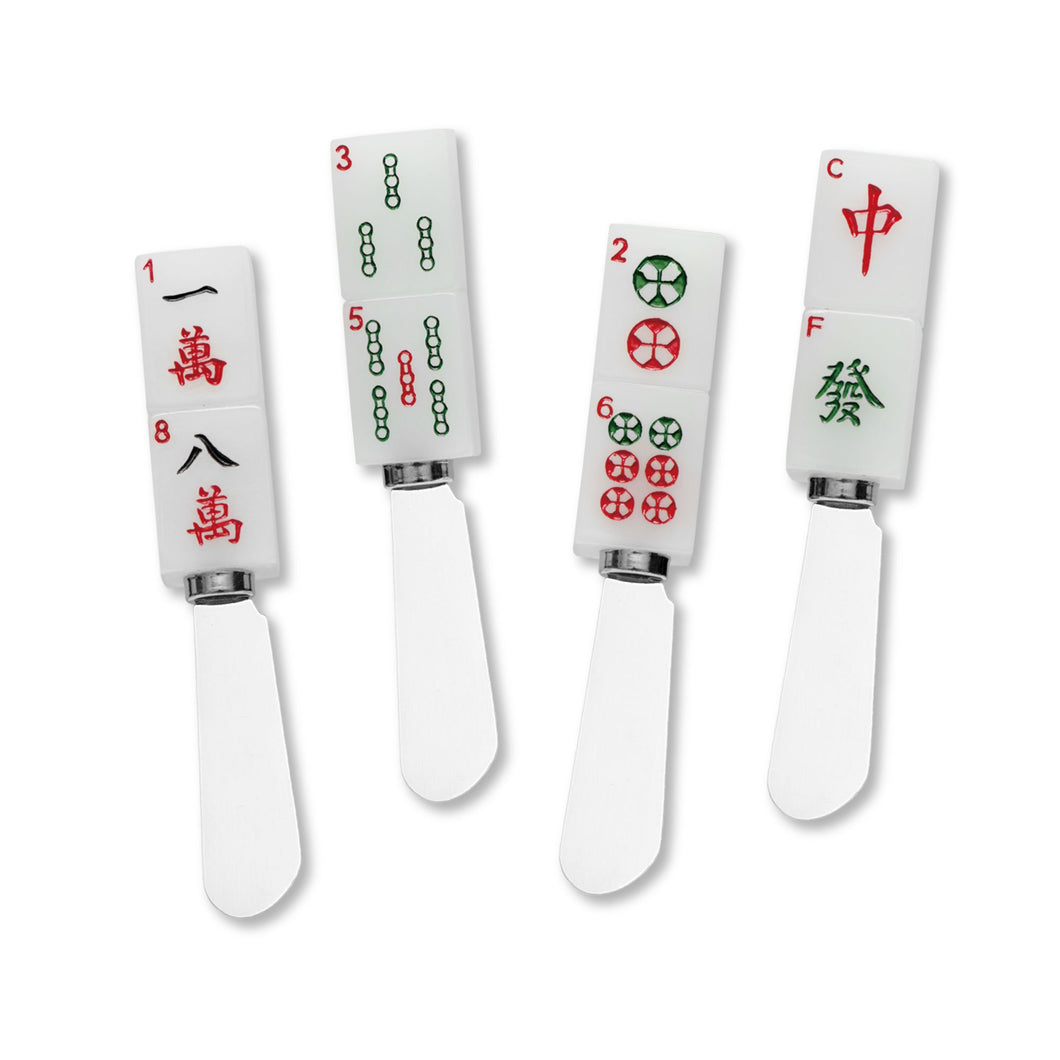 Mr. Spreader 4-Piece Mahjong Resin Cheese Spreader, Assorted