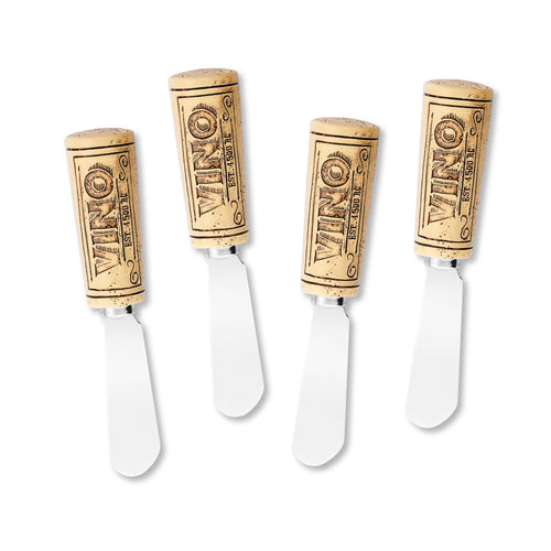 Mr. Spreader 4-Piece Vino Wine Cork Resin Cheese Spreader