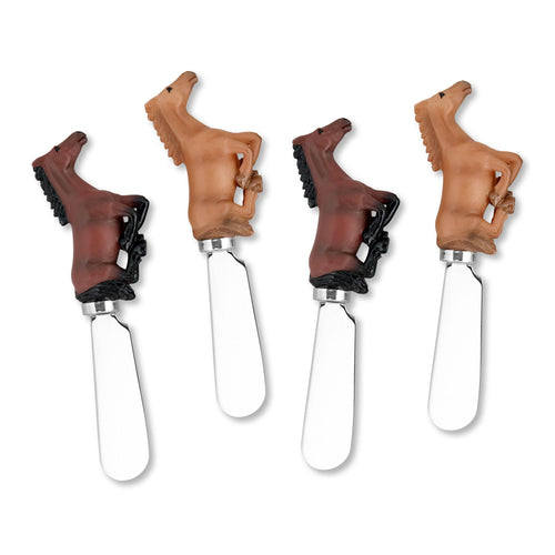 Mr. Spreader 4-Piece Horses Resin Cheese Spreader, Assorted
