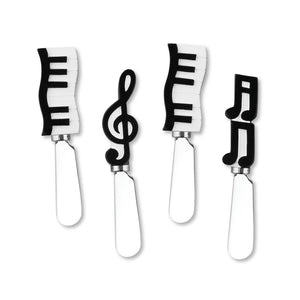 Mr. Spreader 4-Piece Musical Notes Resin Cheese Spreader, Assorted