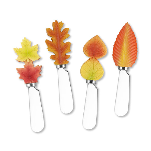 Mr. Spreader 4-Piece Fall Leaves Resin Cheese Spreader, Assorted