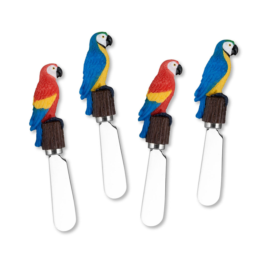 Mr. Spreader 4-Piece Parrots Resin Cheese Spreader