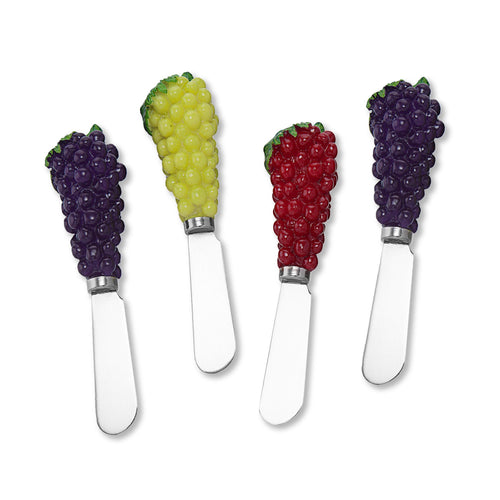 Mr. Spreader 4-Piece Vintage Grapes Resin Cheese Spreader