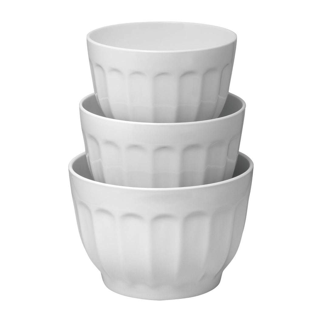 Gourmet Art 3-Piece Latte Melamine Mixing Bowl, White