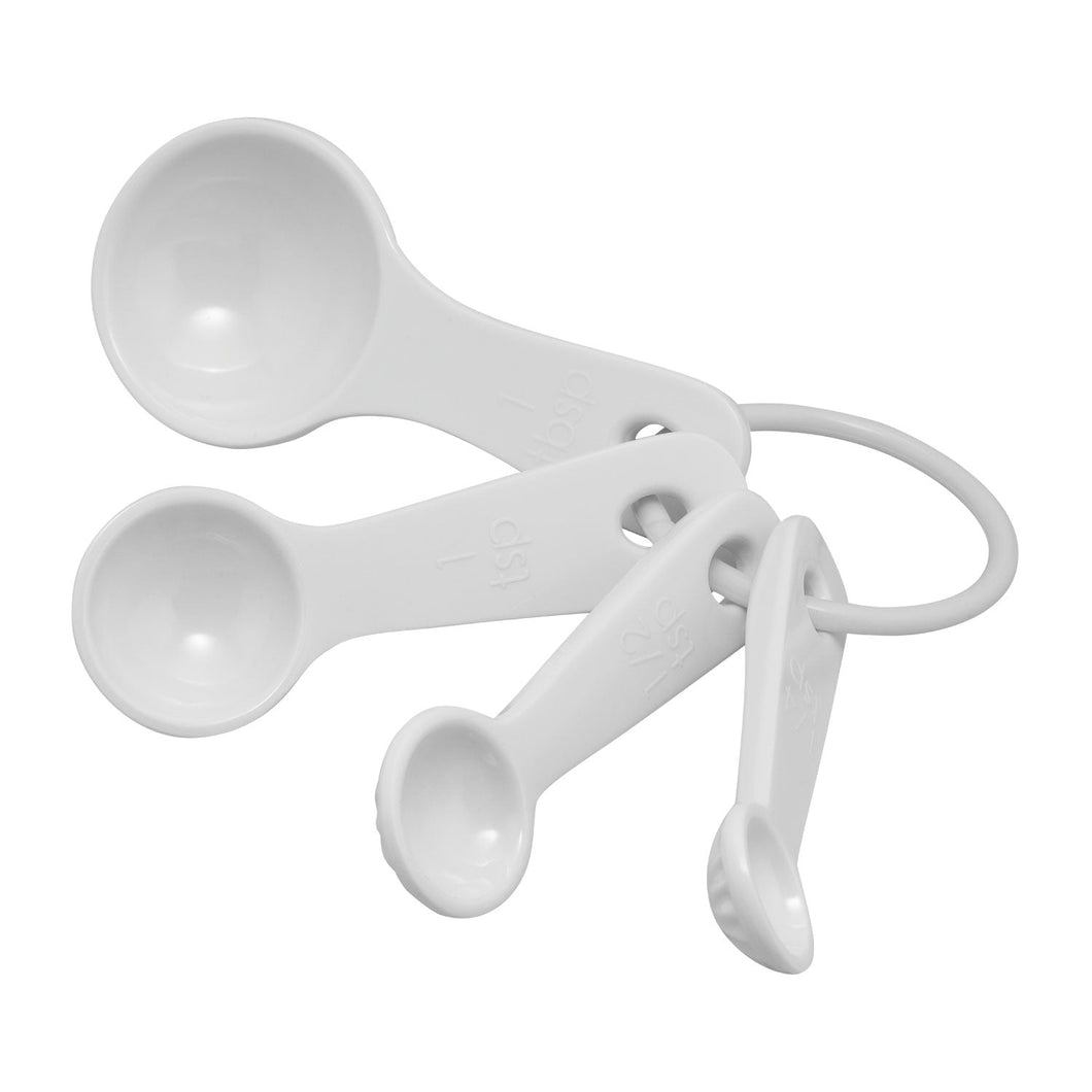 Gourmet Art 4-Piece Latte Melamine Measuring Spoon, White