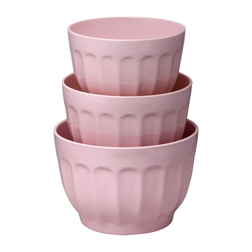Gourmet Art 3-Piece Latte Melamine Mixing Bowl, Pink