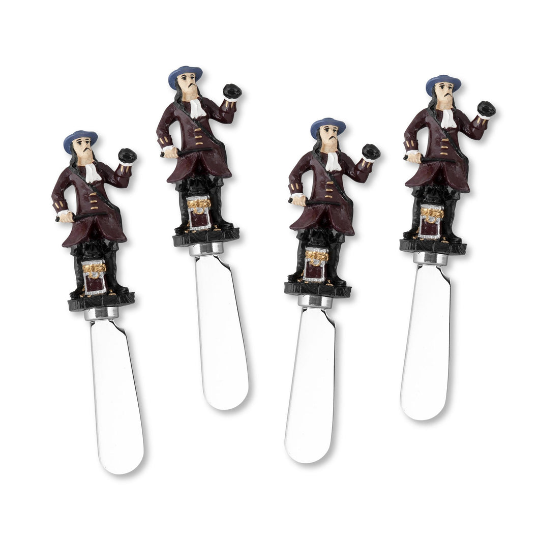 Mr. Spreader 4-Piece Red Coat Pirate Resin Cheese Spreader