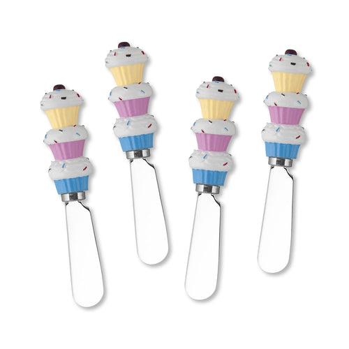 Mr. Spreader 4-Piece Cupcakes Resin Cheese Spreader